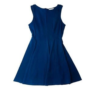 MONTEAU — PLEATED NAVY BLUE, ROYAL BLUE MINI DRESS, CLASSIC, SIZE US S